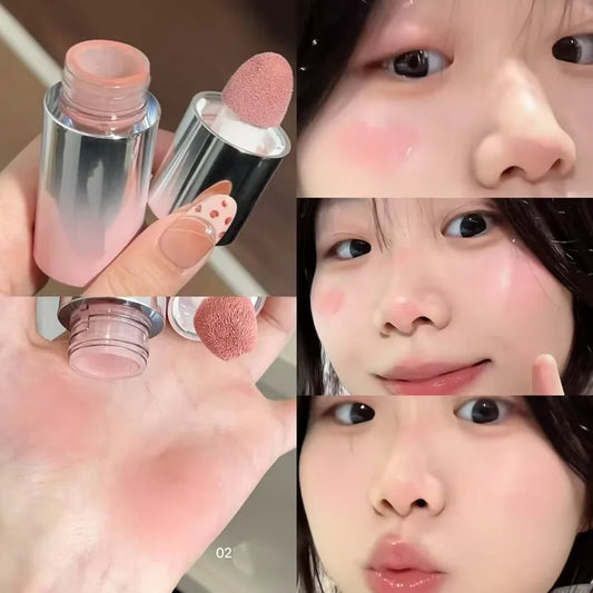 Herorange Liquid Blush Stick, with Sponge Tip, Suitable for Lips and Cheeks, Waterproof and Long-Lasting, Color Correcting, Suitable for All Skin Tones, with Brightening Effect, Birthday Gift, Valentine's Day Gift, Net Conten