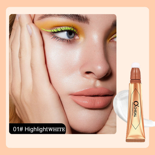 OCHEAL 6-color Face Liquid Blusher Cream Facial Cheek Eye Press Brush Head Highlighter Powder Blusher Contouring Makeup Cosmetic