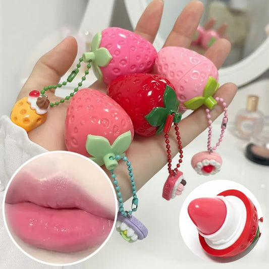 4-Color Random Hair Strawberry Warm Moisturizing Lip balm With Strong Moisturizing Effect, Protecting And Softening Lips
