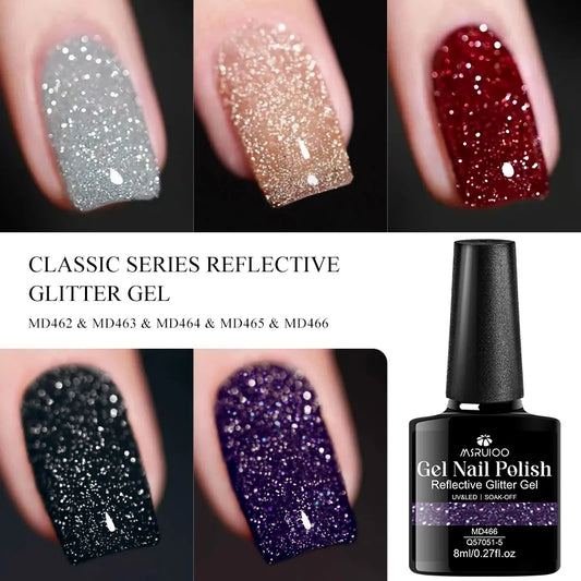 5-Color Glitter Gel Nail Polish Ultra Shiny, Sparkling, and Glowing Effect, Durable, Perfect for Salon & Nail Art, DIY Manicure