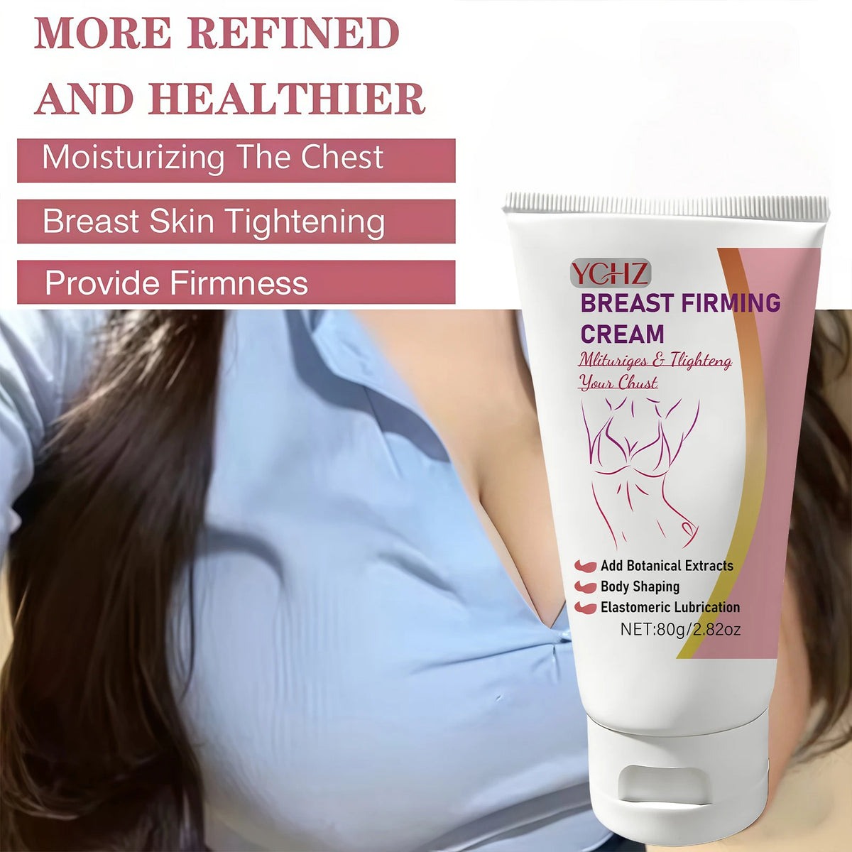 Breast Cream for Women - Contains Collagen, Shea Butter, Vitamin E, and Honey to Tighten Skin - Suitable for All Skin Types, with a Fresh Scent, Nourishes Delicate and Soft Breast Skin