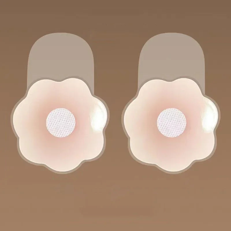 Reusable Silicone Nipple Covers Lift Breast Petals, Invisible Adhesive Stick-On Bra, Strapless Backless Comfort Fit for Women