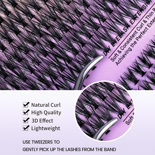 MAGEFY DIY Lashes Extensions Kit 800pcs Lash Clusters 80D/100D Wispy Individual Lashes Mix 9-18mm Cluster Eyelash Extension
