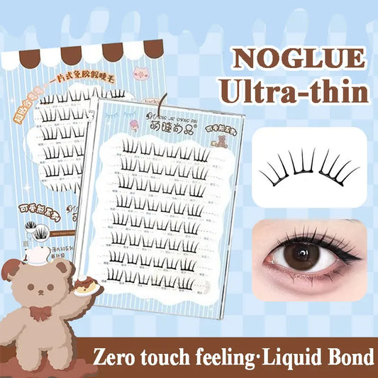 Ultra-thin Noglue Lashes Zero-touch False Eyelashes Natural Eyelash Clusters Lashes with Eyelash Glue Self Adhesive Eyelashes