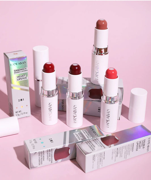 Handaiyan two in one matte lipstick moisturizing sandwich lipstick 8 colors available