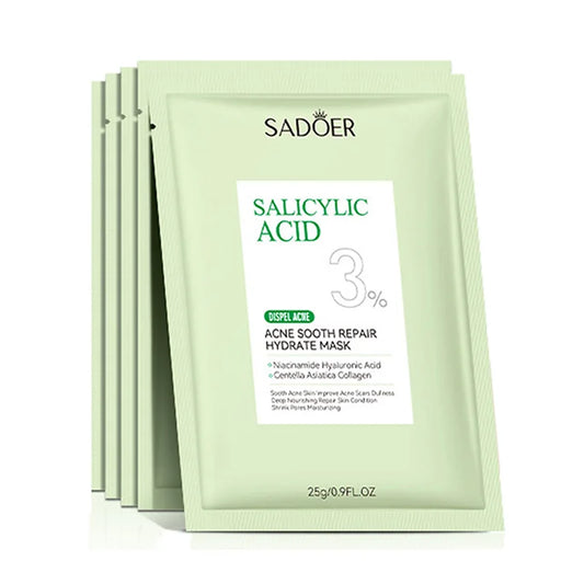 5pcs SADOER Salicylic Acid Face Mask Moisturizing Nourishing Firming Hydrating Facial Masks Face Sheet Mask Skin Care