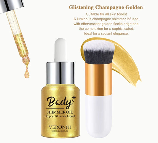 Body Shimmer Oil Set Liquid Highlighter Long Lasting Sequin Illuminating Moisturizing Highlight Facial Contour Brightening Mak