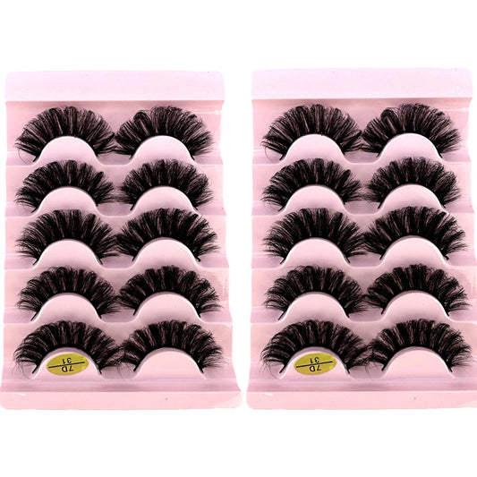 New 10 Pairs (2 Box) Cat Eyelashes Fluffy False Eyelashes Naturally Soft & Thick 9D Faux Mink Eyelashes Enhance Eye Makeup
