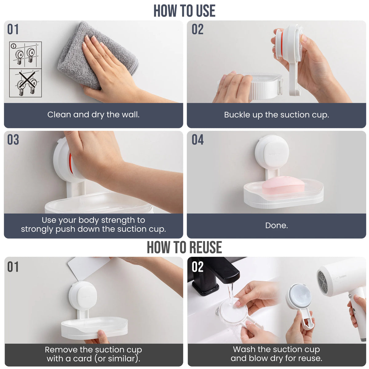 TAILI Soap Rack No Drilling Wall Mounted Suction Cup Soap Holder Soap Sponge Dish Bathroom Accessories Soap Dishes