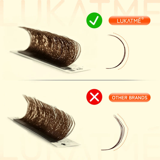 LUKATME Brown 5D M Curl Fox Eyelash Extensions 7-14mm Premium Soft Volume 5D Lashes Foxy Eye Brown False Mink 5D W Eyelashes