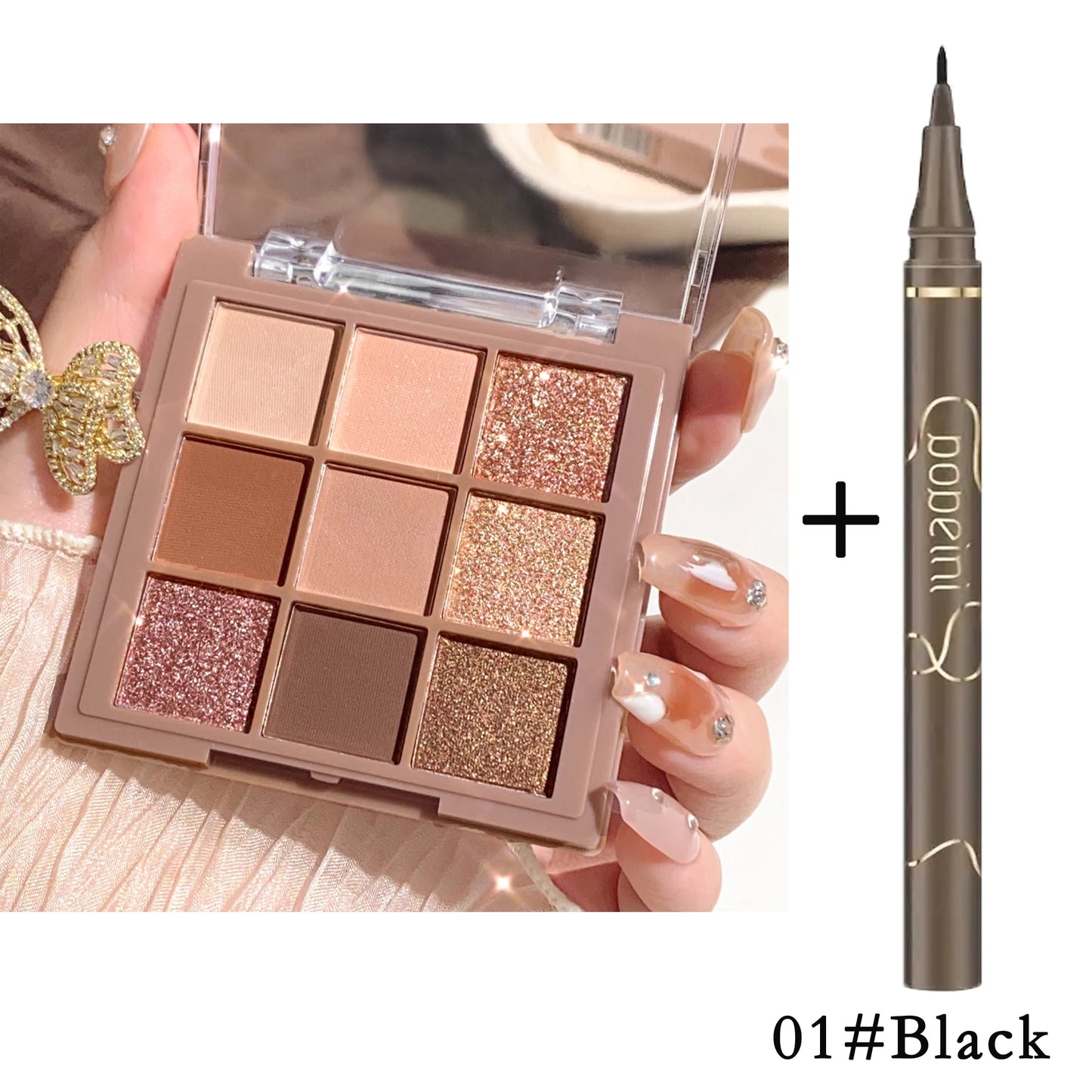 Luxurious 9-18 color eyeshadow palette - Velvet matte and shimmer effect, durable waterproof, berry, brown and nude tones