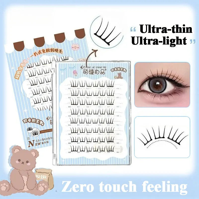 Ultra-thin Noglue Lashes Zero-touch False Eyelashes Natural Eyelash Clusters Lashes with Eyelash Glue Self Adhesive Eyelashes