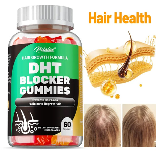 DHT Blocker Gummies - Hair Growth Supplement, for Hereditary Thinning Hair - for Men and Women - 60pcs