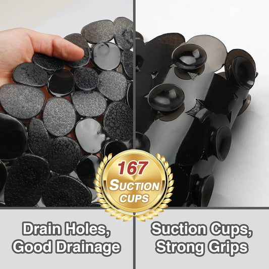 1pc Pebbles Bath Mat for Tub Non-Slip Bathtub Mat with Suction Cups, Drain Holes for Bathroom Showers, Tub, Machine Washable