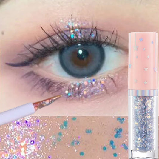 Blue Sequins Liquid Eyeshdaow Glitter Gel Shiny Metallic Eyeliner Pen Diamond Shimmer Waterproof Eye Beauty Party Makeup Tool