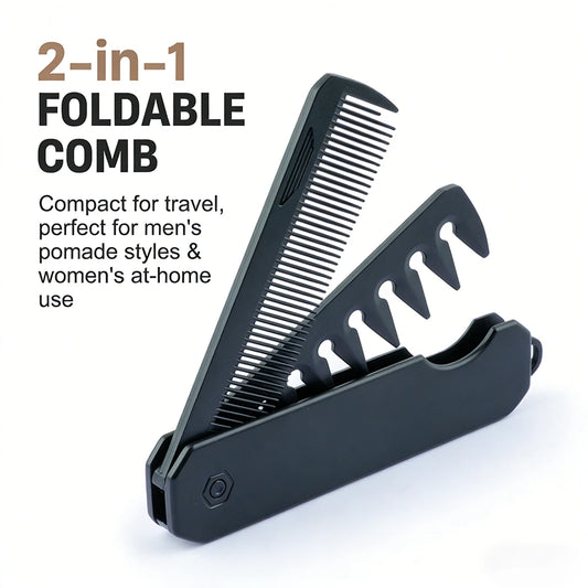 NEW Style 2 in 1 Pocket Folding Comb Barber Hair Clipper Combs Hair Styling Tools Professional Salon Wide Tooth Oil Head Comb