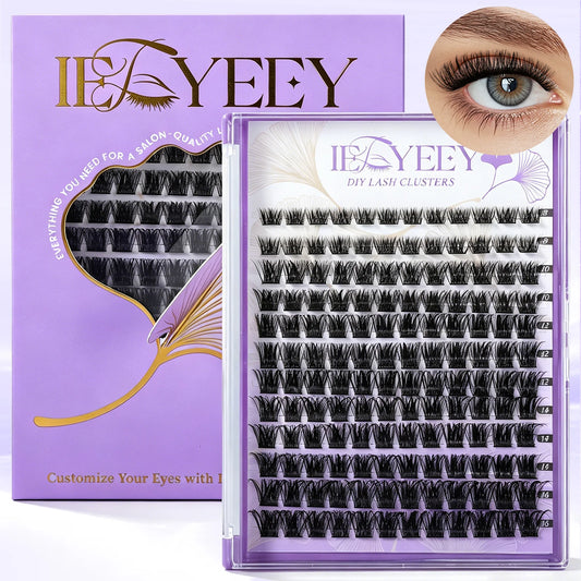 IEEYEEY Wispy Thick Lashes Clusters Natural Fluffy Segmented Lashes 3D Individual Volume Lash 8-16mm Mixed DIY Eyelash Extension