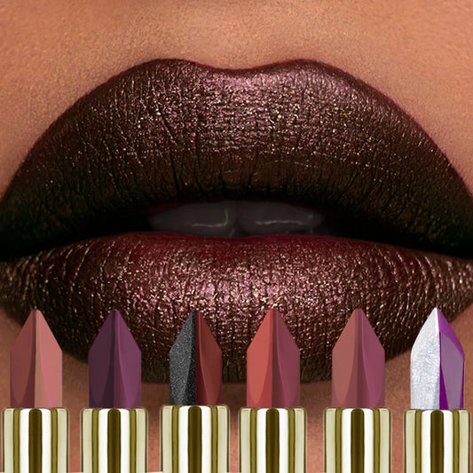 6 Color Glitter Two-tone Lipstick Purple Black Matte 1pc Lipsticks Cosmetics Easy to Use Lip Tint Makeup Lip Beauty Red Pigment