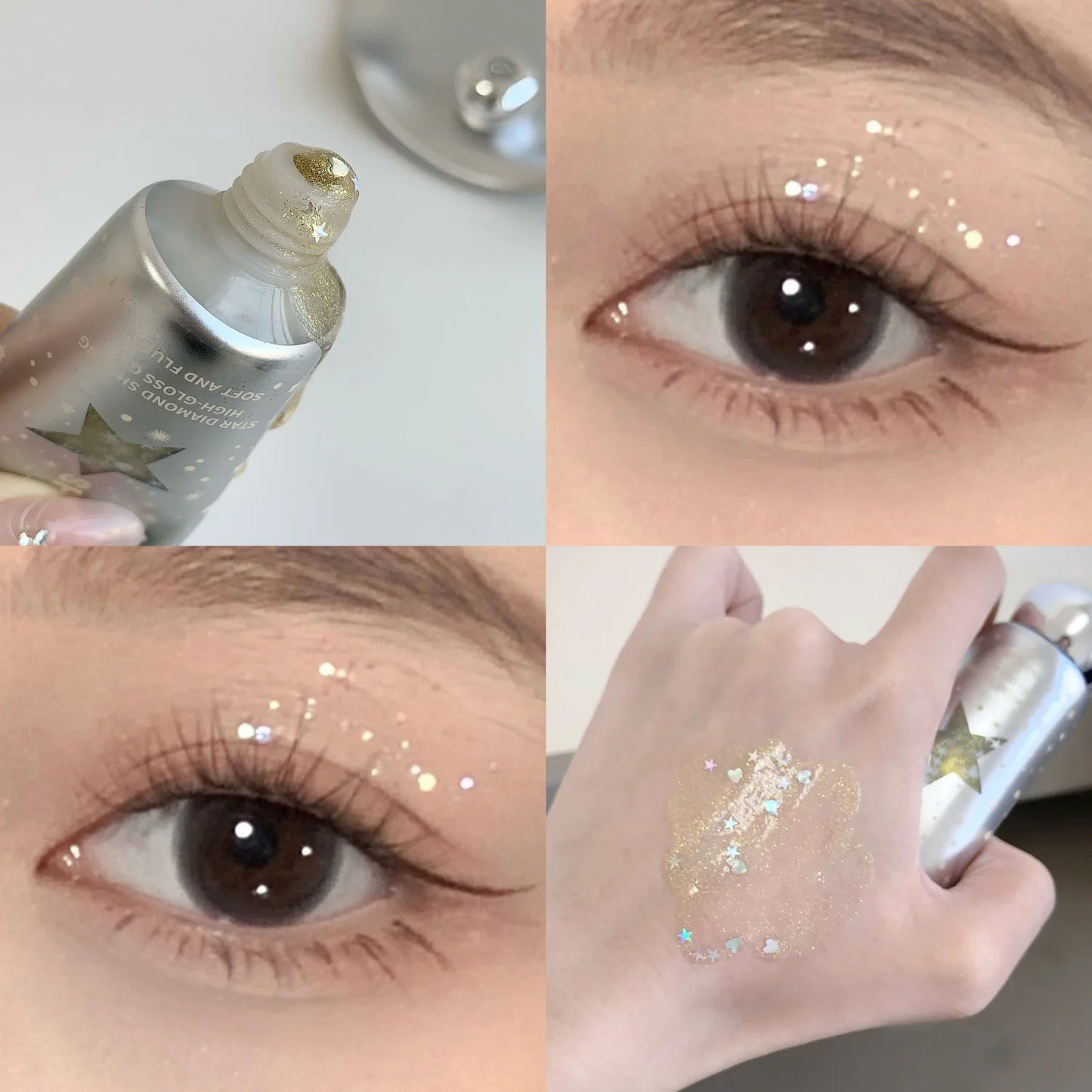 SHAQINUO Glittering Highlighter Gel with Glitter, Liquid Eyeshadow for Atmosphere Sense Makeup Brightening and Highlighting.