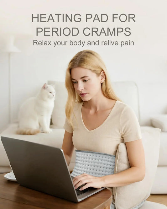 Electric Heating Pad for Period Cramps & Back Pain Relief, Portable Heat Pad with 10 Settings, ETL Certified