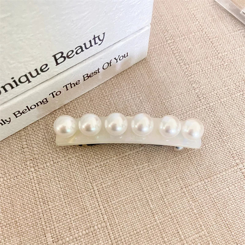 Elegant Acetate Hair Clip Imitation Pearl French Style Barrettes Hairgrip Daily Headwear Women Hair Accessories