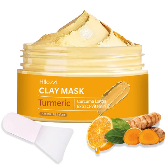 Turmeric Clay Mask Deep Cleansing Facial Improves Dark Spots Acne Hydrating Skin Care Tightens Skin Evens Skin Tone