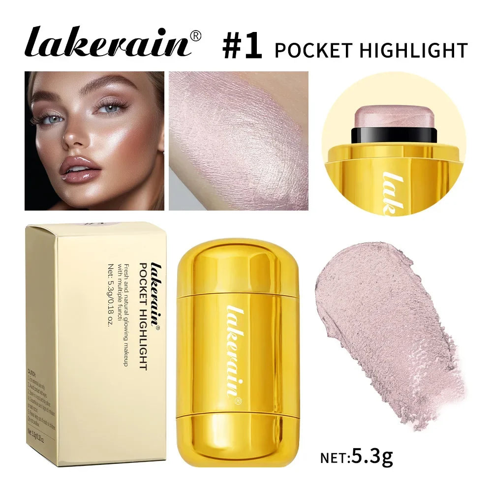 Makeup Highlight Bronzer Stick Shimmer Champagne Brown Shine Highlighter Cream Face Body Brighten Glitter Natural Contour Blush