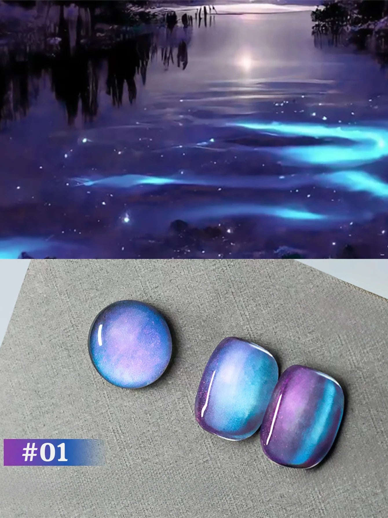 1-6pcs TC New Pink Purple Cat Eye Aurora Fantasy Cat Eye Gel Nail Polish Dreamy Fantasy Star Sky Crystal Glass Beads Nail Art