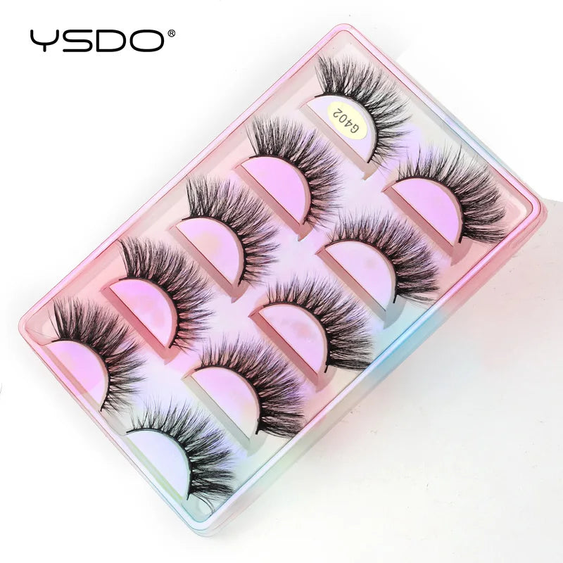 YSDO Eyelashes 3/5 Pairs Natural Long 3D Mink Lashes Fluffy Volume Mink False Eyelashes Cruelty Free Wispy Lashes Makeup Cilios