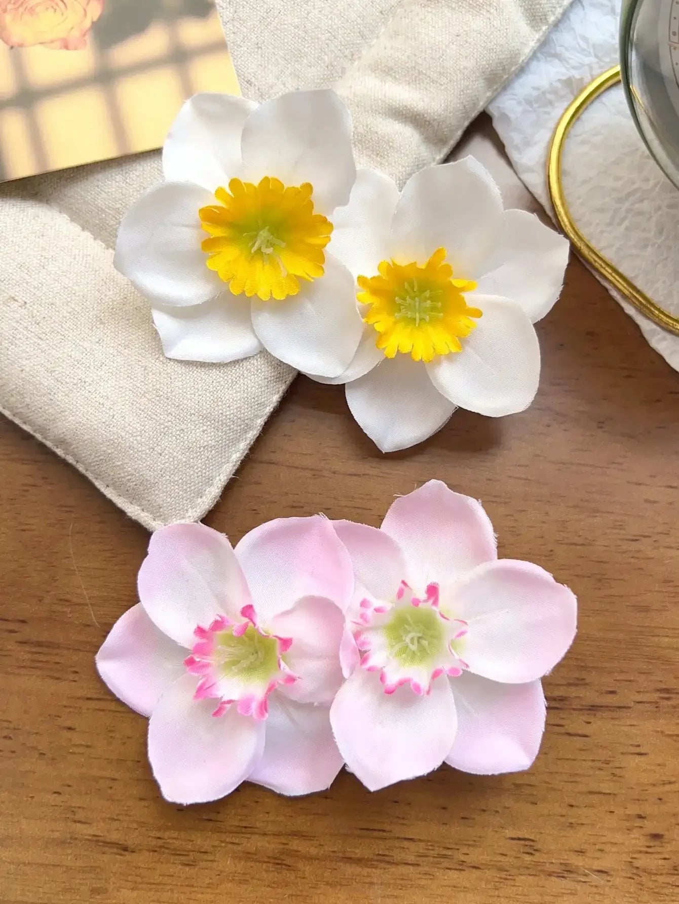 2pcs Boho Style Oversized Faux Flower Hair Clip Set, Elegant Beach Side-Bang Decor Headpieces Claw Clips Hair Claws Hair Barrettes, School Stuff, Pink Hair Clips, Vacation Outfits Woman, Girly, Hair Accessories, Valentines Ac