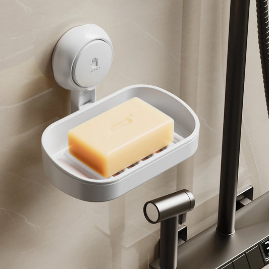 TAILI Soap Dish Bar Holder Suction Cup, Soap Sponge Holder for Shower, Bathroom, Tub and Kitchen Sink, Drill-Free, Removable