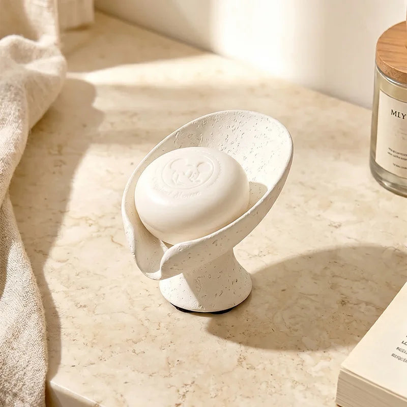 Luxury Travertine Lotus Leaf Draining Soap Dish Minimalist Soap Box Soap Holder Storage Rack For Bathroom Hotel Use