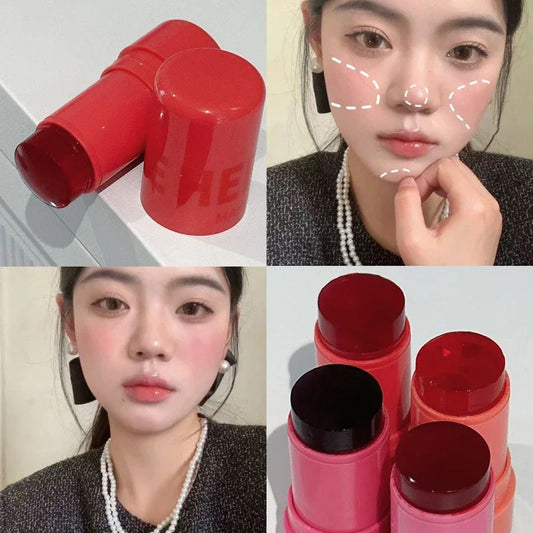 Fruit Jelly Blush Stick Strawberry Rose Tint Cheek Color Brighten Lips and Cheeks Rouge Lasting Waterproof Makeup Blusher Sticks