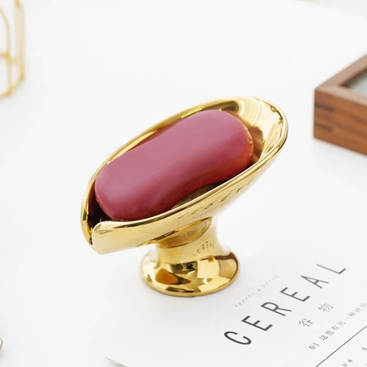 Ceramic Self Draining Soap Holder Leaf Shape Gold Silver Soap Dish with Drain Holes Bathroom Storage Holder Counter Tray