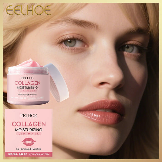 Collagen Lip Mask 60g Overnight Lip Treatment for Dry Chapped Lips Hydrating Lip Care Lip Balm Moisturizing Barrier Protection