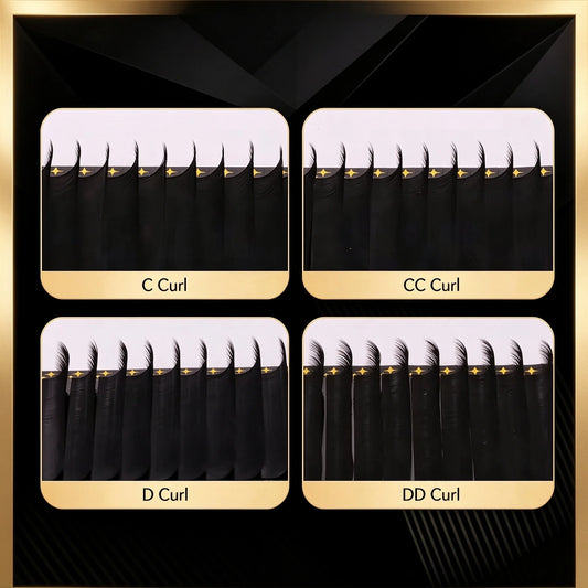 Lashprofessor 16Rows Russian Volume Eyelash Extension 0.03/0.05/0.07/0.1 Individual Handmade Silk Mink False Lashes Pinching Fan