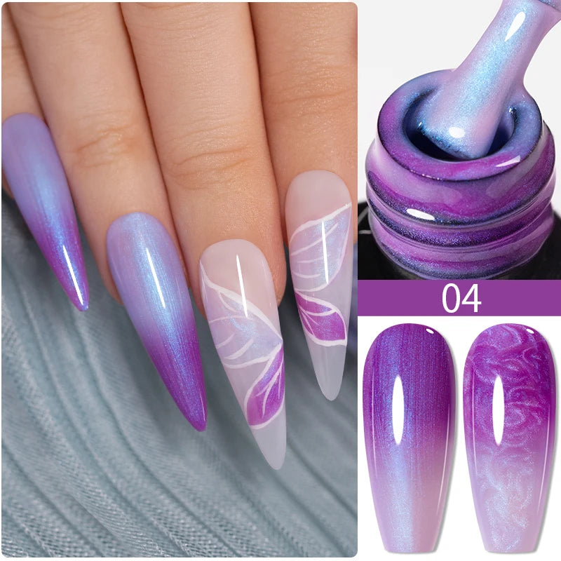 PUENTE 7.5ML Vibrant Blue Cat Eye Gel Nail Polish High Glossy Long-Lasting Soak Off UV Semi-Permanent Nail Art Varnish Manicure