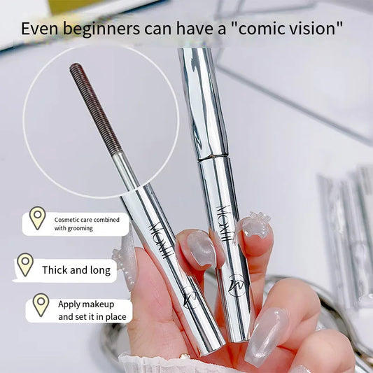 Waterproof Metallic Tube Mascara Black/Brown Silk Fiber Long Curling Non-Clumping Eyelash Extensions Spiral Makeup for Eyes