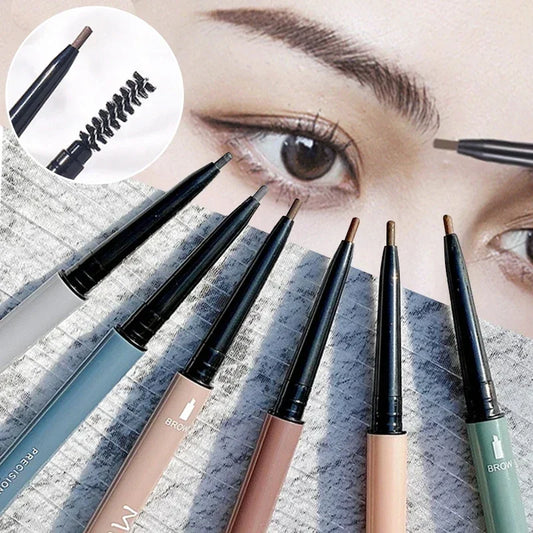 Double Headed Rotable Eyebrow Pen Black Brown Extremely Fine Eyebrow Pencil Lasting Natural Waterproof Matte Eye Brow Pencil