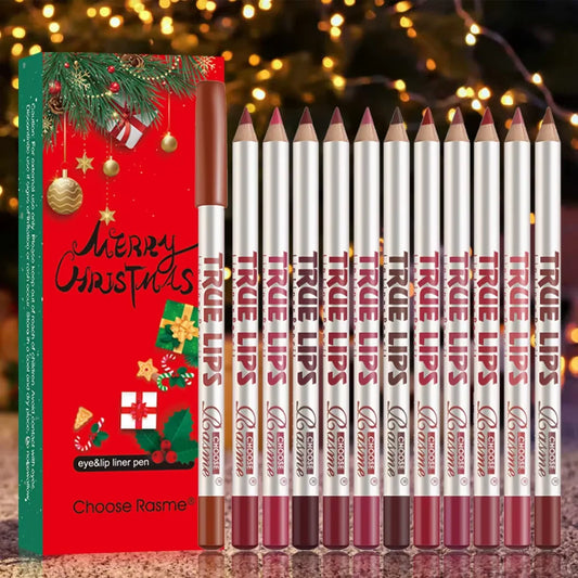 12 color Christmas Matte lipliner Set Vintage Durable Waterproof Easy to Apply Color Display Lip Makeup