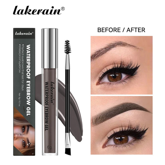 Lakerain Waterproof Eyebrow Gel Smudge-Proof Quick Dry Long-Lasting Hold Makeup High Pigmentation Silky Gel Texture Eyebrow Gel