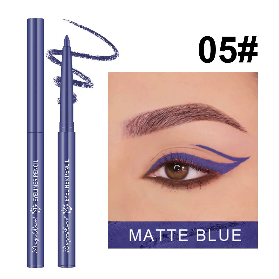12 Color Matte Glitter Gel Eyeliner Pencil Waterproof Smudge-Proof Smooth Matte White Eyeliner Pen Long-Lasting Eye Liner Makeup