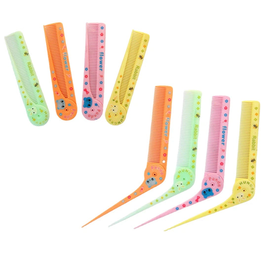 1 Pc Cute Cartoon Folding Comb for Kids Portable Pointed Tail Comb for Children Boys Girls Baby Hair Care Brushes Plastic Comb