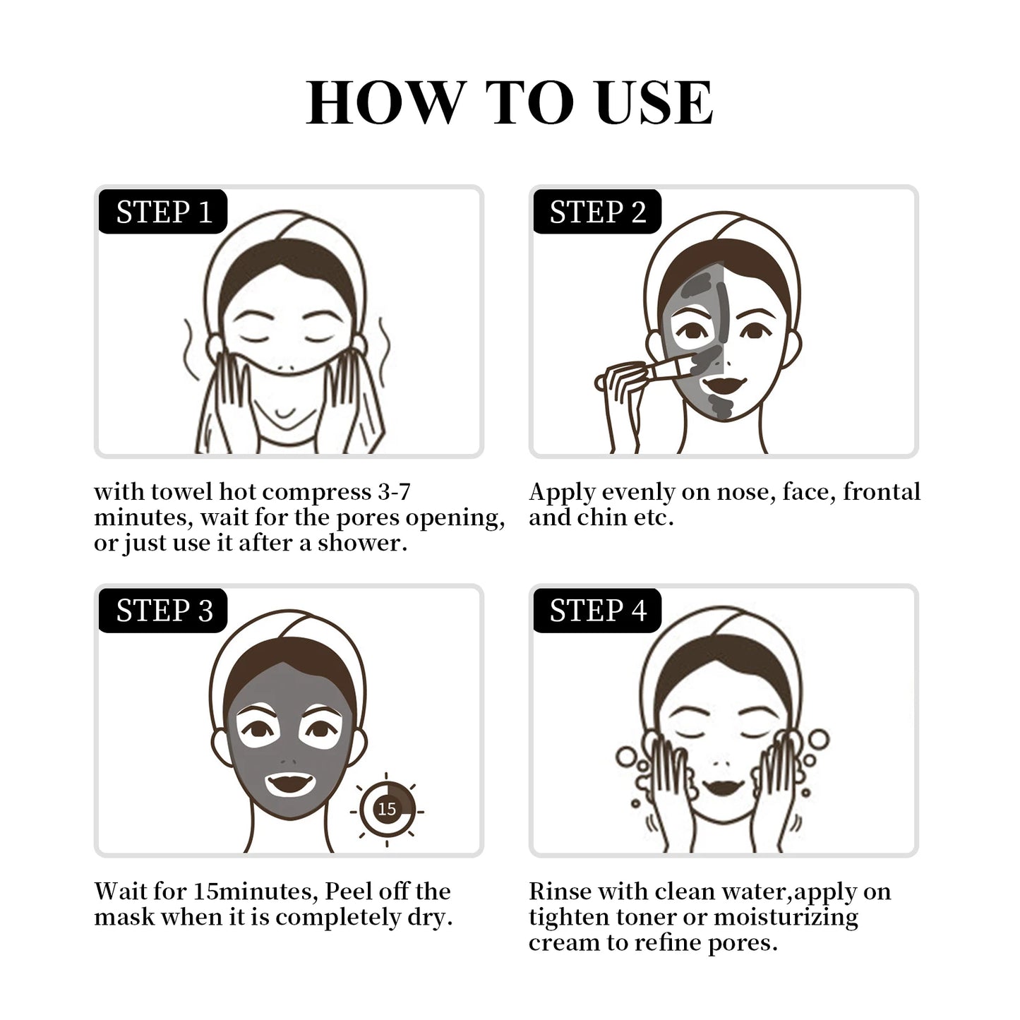 Blackhead Remover Mask Charcoal Peel Cleaner Oil Control Anti Ac-ne Pores Shrink Purifying Clay Deep Cleaning Solid Mask Stick