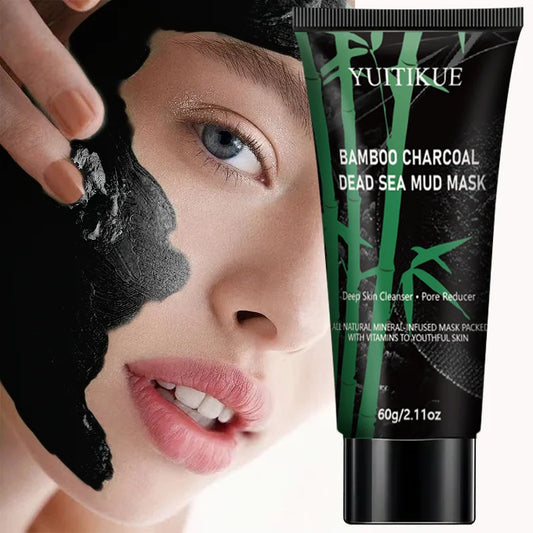 Bamboo charcoal Dead Sea mud mask, deeply cleanses pores, tightens pores, all-natural mineral-infused mask, rich in vitamins