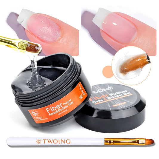 TWOING 15g Fiber Rubber Base Gel For Broken Nail Repaired Fiberglass Clear Quick Building Soak Off UV Construction Gel