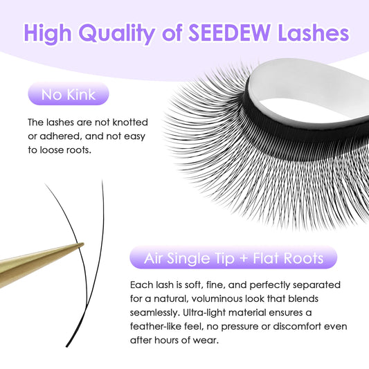 SEEDEW 0.07/0.10 Single Tip 2D V-Shaped Eyelashes Extension Small Velvet Flower Grafting False Eyelashes Soft Natural Lashes