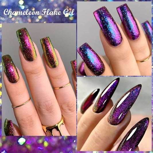 7ml Chameleon Glitter Sequins Gel Nail Polish Aurora Laser Semi Permanent Nail Gel Varnish Hybrid Soak Off UV Gel For Manicure