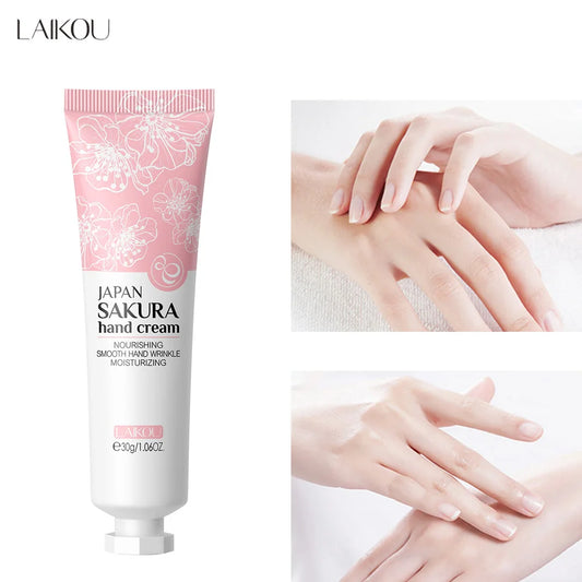 LAIKOU Sakura Hand Cream Whitening Wrinkle Removal Anti-crack Moisturizing Greasiness Intensive Repair Hand Gream 30g