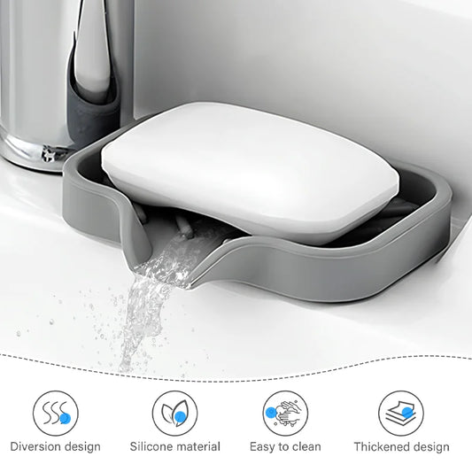 Self Draining Soap Bar Holder Silicone Kitchen Sink Soap Dish Sponge Tray Creative Washing Table Soap Tray Free Punch Drain Rack